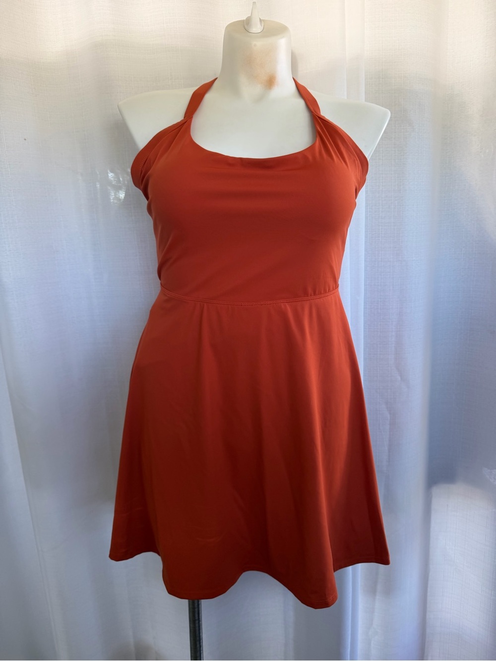 Halara XL Rust Orange Halter Activewear Dress Built-In Shorts Tennis Golf